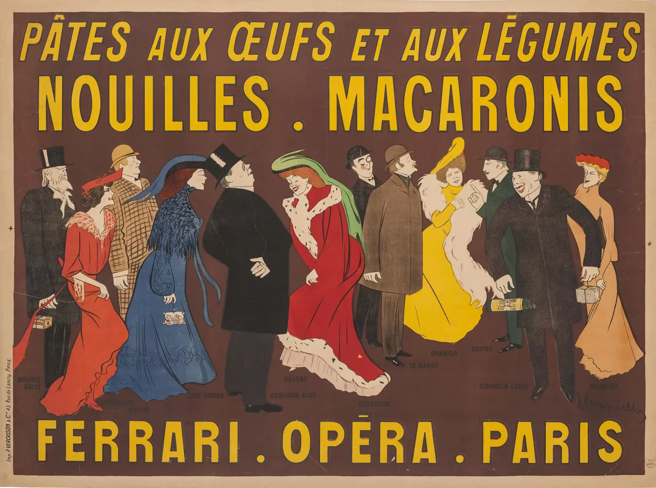 Leonetto Cappiello, Affiche, « Macaronis Ferrari Opéra Paris », 1904