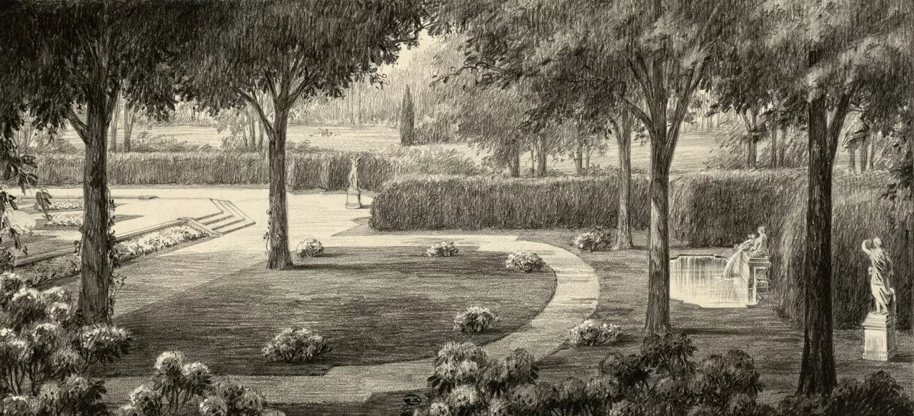 Achille Duchêne, Paris, projet de jardin de l'Hôtel Camondo pour Moïse Camondo, 1910-1913